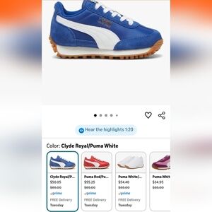 Puma Clyde Blue and White Sneakers